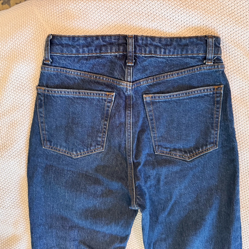 REFORMATION Jax Stretch High Rise Straight Jeans Dark Blue - Picture 13 of 16